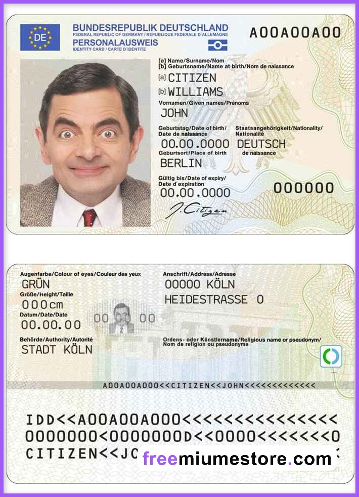 Germany ID Card PSD Template Download